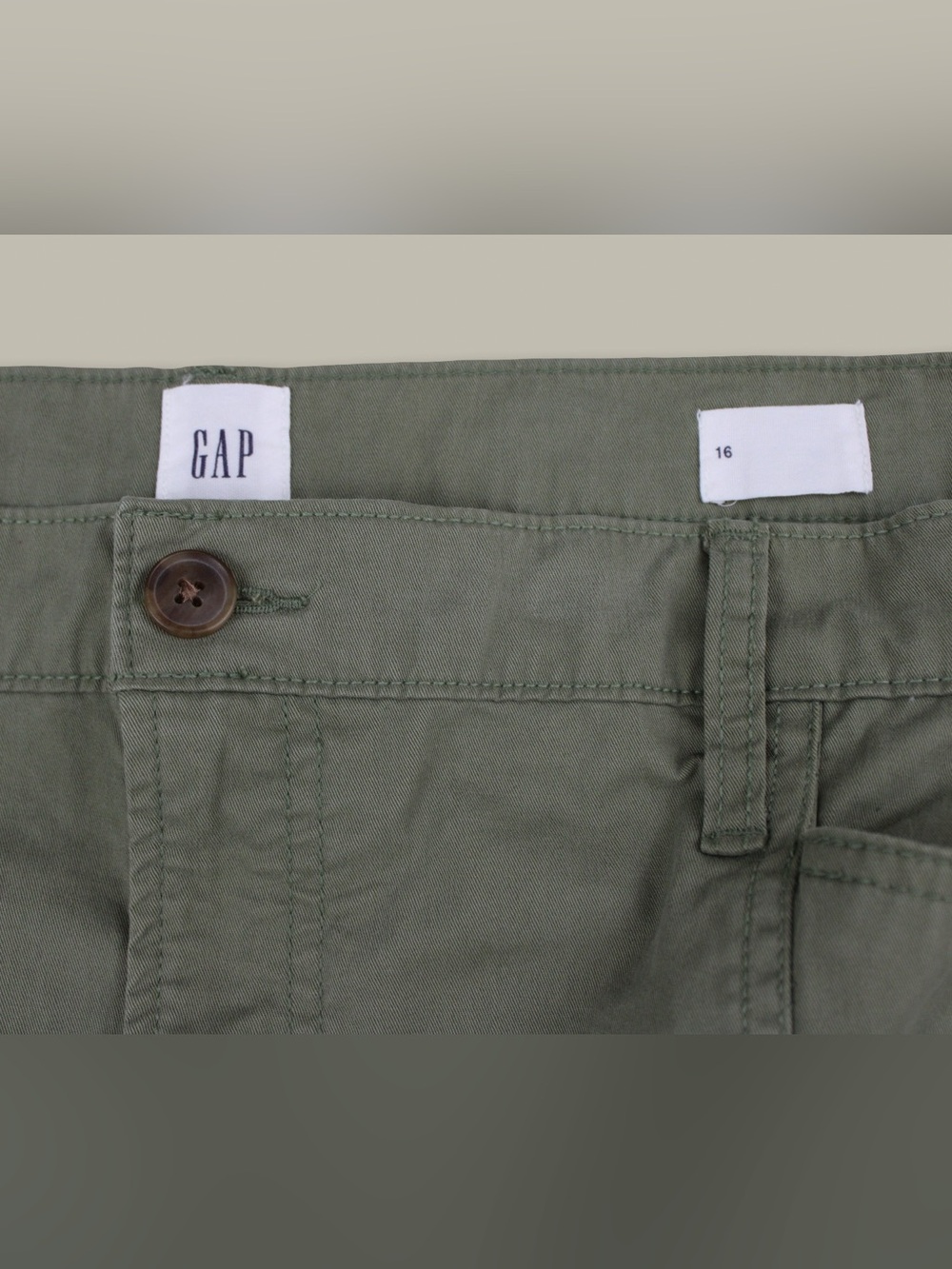 Gap Olive Green High Rise Utility Cargo Mini Skirt Size 16 Twill Streetwear - Picture 3 of 6